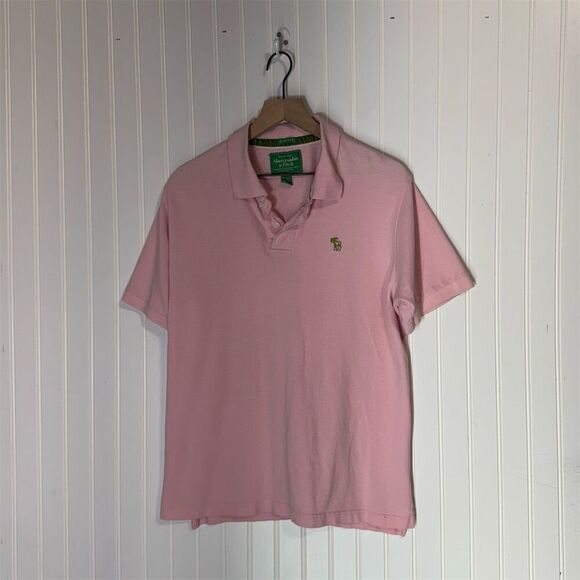 Abercrombie & Fitch Pink Muscle Fit Polo Shirt XL Men’s Preppy Y2K Retro Moose - Picture 1 of 6